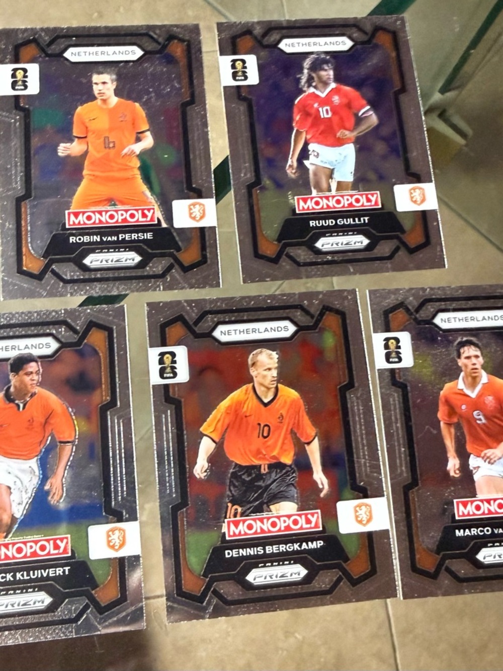 5 Card Lot 2026 Prizm Monopoly FIFA World Cup Netherlands Dennis Bergkamp